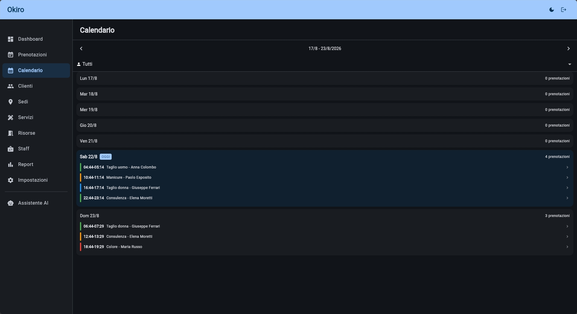Console dashboard and calendar
